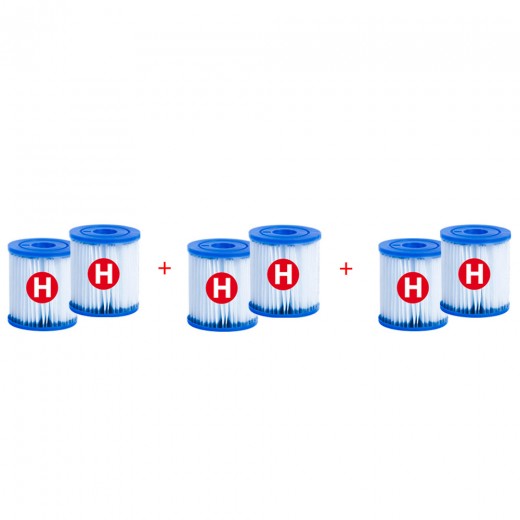 Pack 6 filtros Tipo H para bombas de filtragem\ Acessórios piscinas                                                                                   