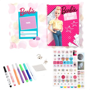 Barbie Mi diario secreto con candado, stickers y rotuladores mágicos