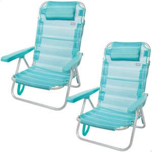 Imagen Saving pack 2 cadeiras de praia mediterrânicas multiposições com almofada 48x45.5x84 cm Aktive