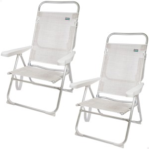 Imagen Pack ahorro 2 sillas playa Ibiza multiposición antivuelco 48x57x99 cm Aktive