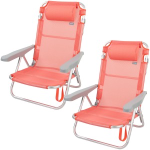 Imagen Saving pack 2 cadeiras de praia multiposições Flamingo com almofada 48x45,5x84 cm Aktive