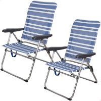 Saving pack 2 cadeiras de praia azuis e brancas 46,5x63x93 cm | Distria