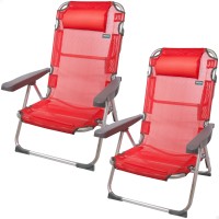 Saving pack 2 cadeiras de praia vermelhas 48x60x90 cm | distrito