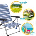 Saving pack 2 cadeiras de praia azuis e brancas 46,5x50x85 cm | Distria