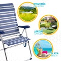 Pack ahorro 2 sillas playa azul y blanco 47x66x108 cm | Distria
