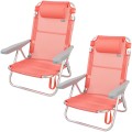 Poupança pack 2 cadeiras de praia coral 48x45.5x84 cm | Distria