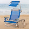 Cadeira de praia com sombrinha azul e cinza | Distria