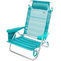 Imagen Cadeira de praia 2-em-1 conversível em espreguiçadeira c/almofada e bolso lateral turquesa Aktive